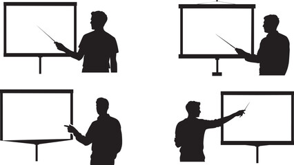 Business Presentation Silhouette Set &ndash; Presenter with Large Display Boards
