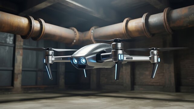 Futuristic drone inspection of industrial infrastructure and pipeline system integrity