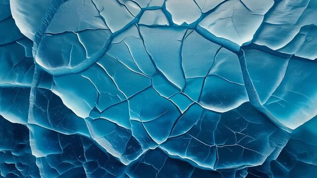 Cracked Ice: A close-up showcases the mesmerizing textures and patterns of cracked ice, where cool blue hues interweave to create a captivating display of natural artistry. 