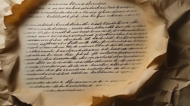 Ancient Script on Parchment: Revealing historical document on a weathered parchment, conveying narratives of yesteryears. The script, a window into antiquity.