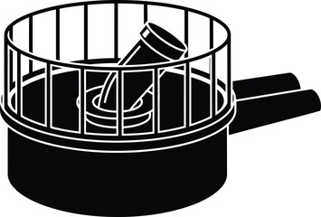 Stylish Black and White Vector Illustration of a Modern Compost Bin for Sustainable Living