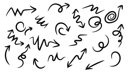 Hand drawn arrow collection isolated on for design element