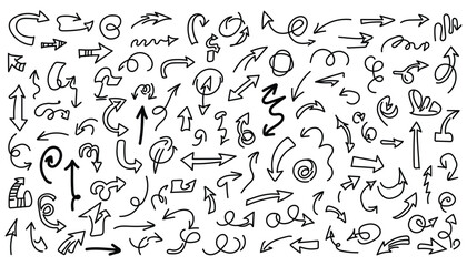 Obraz premium Hand drawn arrow collection isolated on for design elements