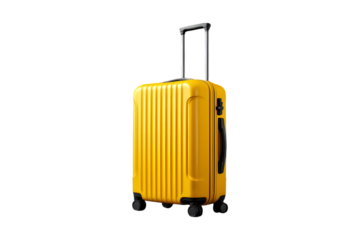 Yellow travel suitcase isolated transparent