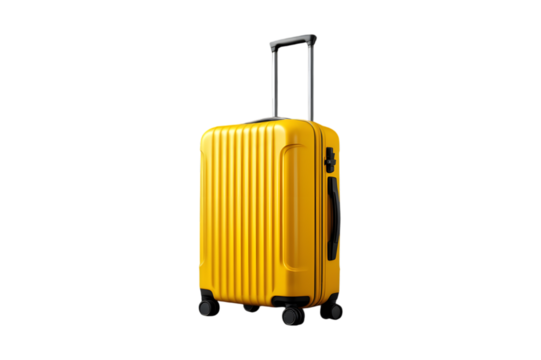 Yellow travel suitcase isolated transparent