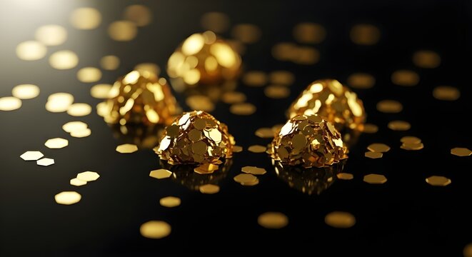 Macro golden Christmas lights reflect in shiny water drops on glass to create a luxury holiday texture resembling diamond gems - Powered by Adobe