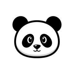Cute cartoon giant panda head illustration isolated on a clean white background, rendered in flat vector style. © bima