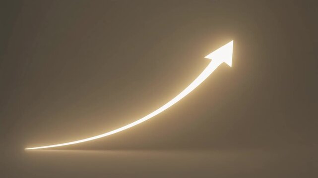 Glowing white arrow ascending diagonally against a dark background with a subtle gradient effect.