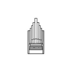 Obraz premium Pipe organ instrument architecture detail religious cathedral interior artistic ornamental structure vector line art