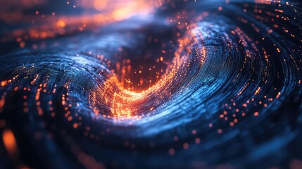 The moment a computer virus goes active, visualized as a dark, crystalline shard piercing a glowing, orderly data stream, causing a ripple of corruption and chaos, abstract cybersecurity.