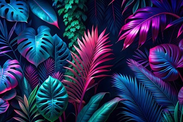 Vibrant Tropical Leaves Exotic Botanical Pattern
