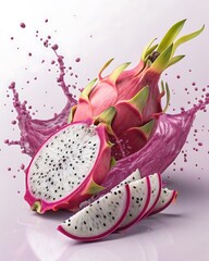 Fresh Dragon Fruit with Juice Splash