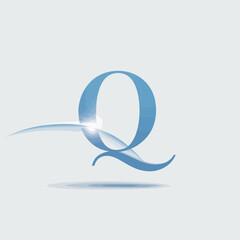 An artistic representation of the letter Q with a sleek design and shiny finish, perfect for monograms, branding, or any visual identity project requiring sophistication.