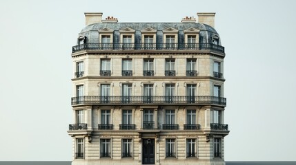 Elegant Parisian Architecture - A Detailed View of a Classic Building.