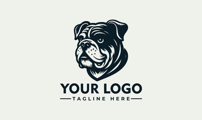 Powerful bulldog head vector logo illustration, an emblem for strong branding identity
