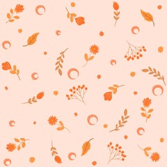 Delicate Autumn Floral Scattered Seamless Pattern