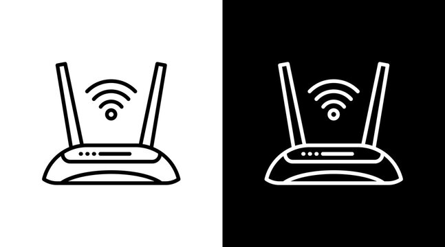 Router White Icon Set Design