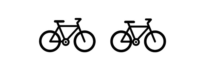 Obraz premium Bicycle Icon Set Simple Black Outline Bike Symbols for Eco-Friendly Transportation and Cycling.