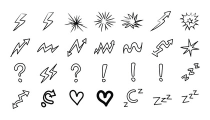 Hand drawn doodle elements isolated on for decoration use