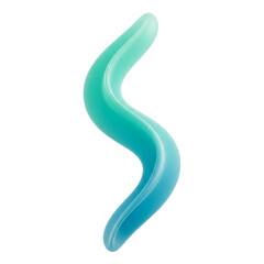 Fototapeta premium Abstract s shaped turquoise and blue gradient object isolated on transparent background