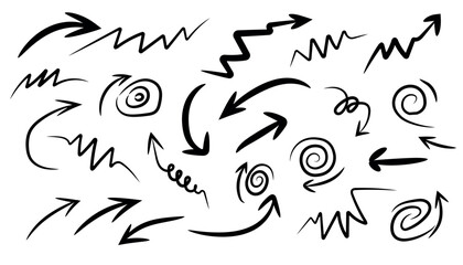 Hand drawn arrows collection isolated on for your design