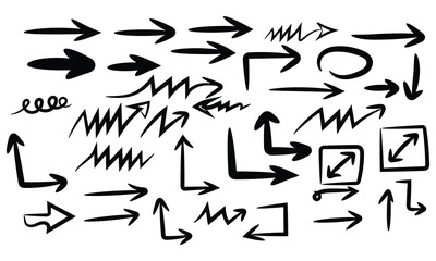 Hand drawn arrow collection isolated on for direction concept