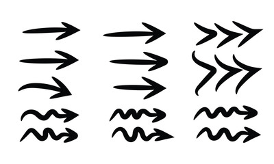 Hand drawn arrow set isolated on for presentation design