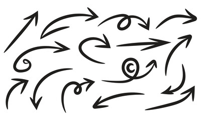 Hand drawn arrow collection isolated on for design element