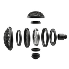 Exploded view of a shower head isolated on transparent background