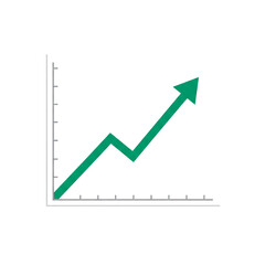 Green upward trending graph isolated on transparent background