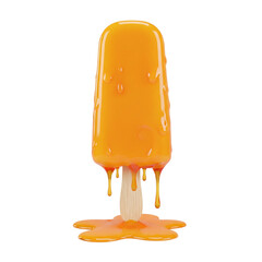 Melting orange popsicle isolated on transparent background