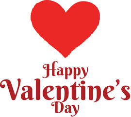A festive 'Happy Valentine's Day' greeting with a large, textured red heart on a clean white background.