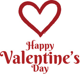 A hand-drawn red heart outline above the text 'Happy Valentine's Day' on a white background.