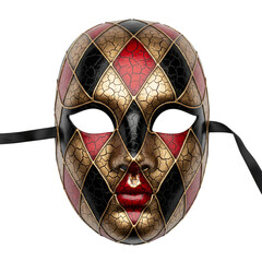 Ornate harlequin mask isolated on transparent background