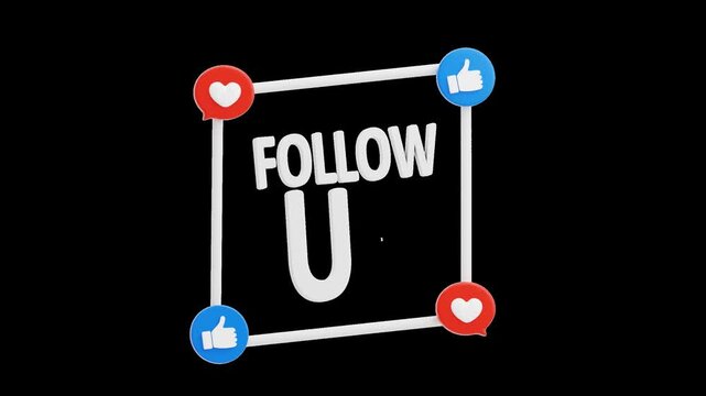 3D Follow Us Frame | Alpha Channel