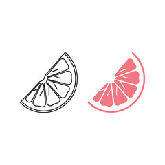 Grapefruit icon set, outline and color style, isolated on