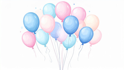 Playful Watercolor Balloon Doodles for Party Greeting Card