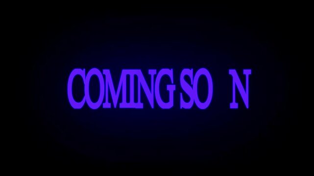 Glowing neon letters spelling out the word coming