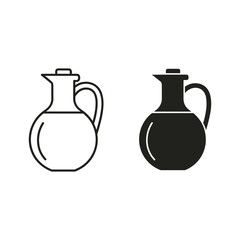 Olive oil or vinegar pitcher jug icon in outline and solid black style