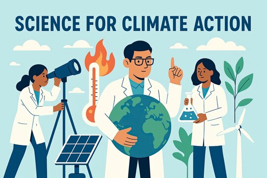 Scientists addressing climate change challenges.