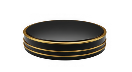 Black and gold soap dish isolated on transparent background, bathroom accessory