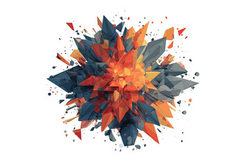Abstract geometric orange/blue explosion on dark background
