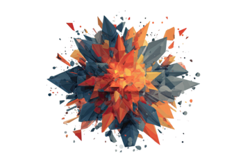 Abstract geometric orange/blue explosion on dark background