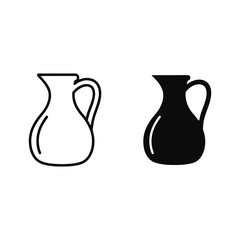 Pitcher icon set, outline and solid style, isolated on