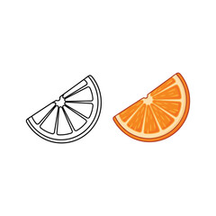 Two orange slice icons, one in outline and one in solid, isolated on