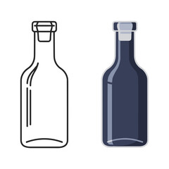 Glass bottle with cork stopper, beverage container, isolated on
