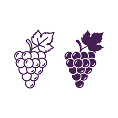 Grape outline and solid vector icon isolated on