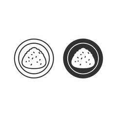 Outline and solid rice bowl icons representing food, meal, or cuisine