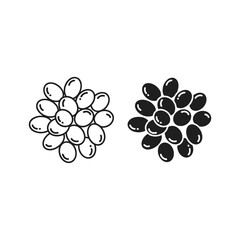 Illustration of coffee bean isolated on with black color