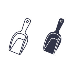 Scoop tool, kitchen utensil or measuring device, outline and filled icon set © ShahinStock